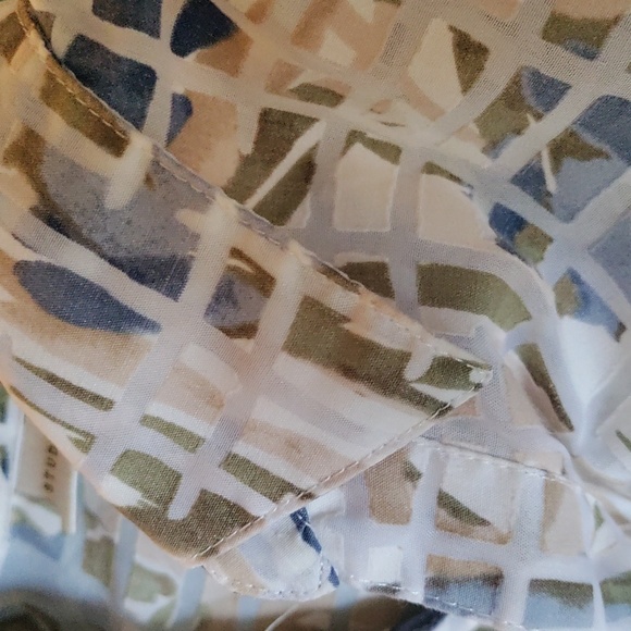 StudioWorks Abstract Floral Sheer Button-up Collared Shirt - Picture 9 of 9